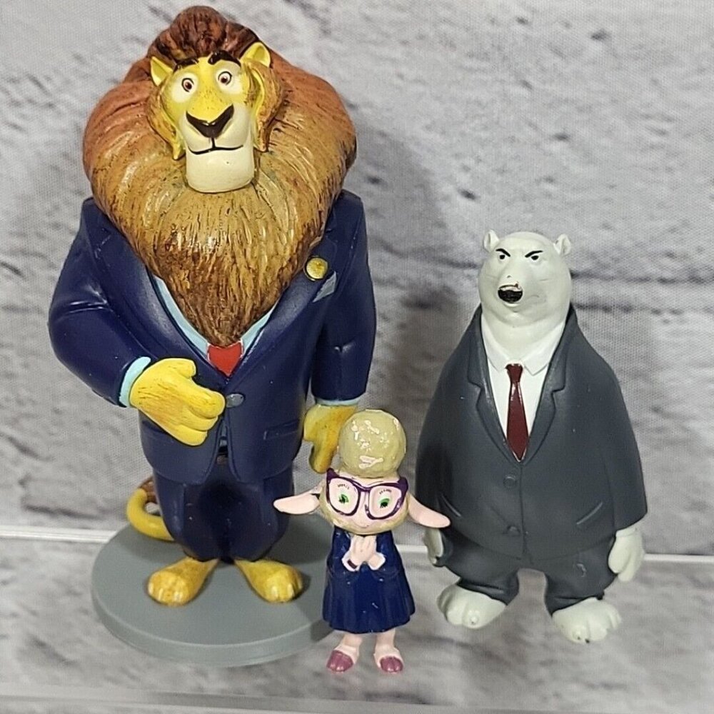 Disney Zootopia Figures Lot Of 3 Mayor Lionheart Bellswether Mr Koslov